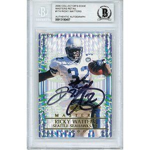 Ricky Watters Seahawks Signed Collectors Edge Football Card Beckett Autographed